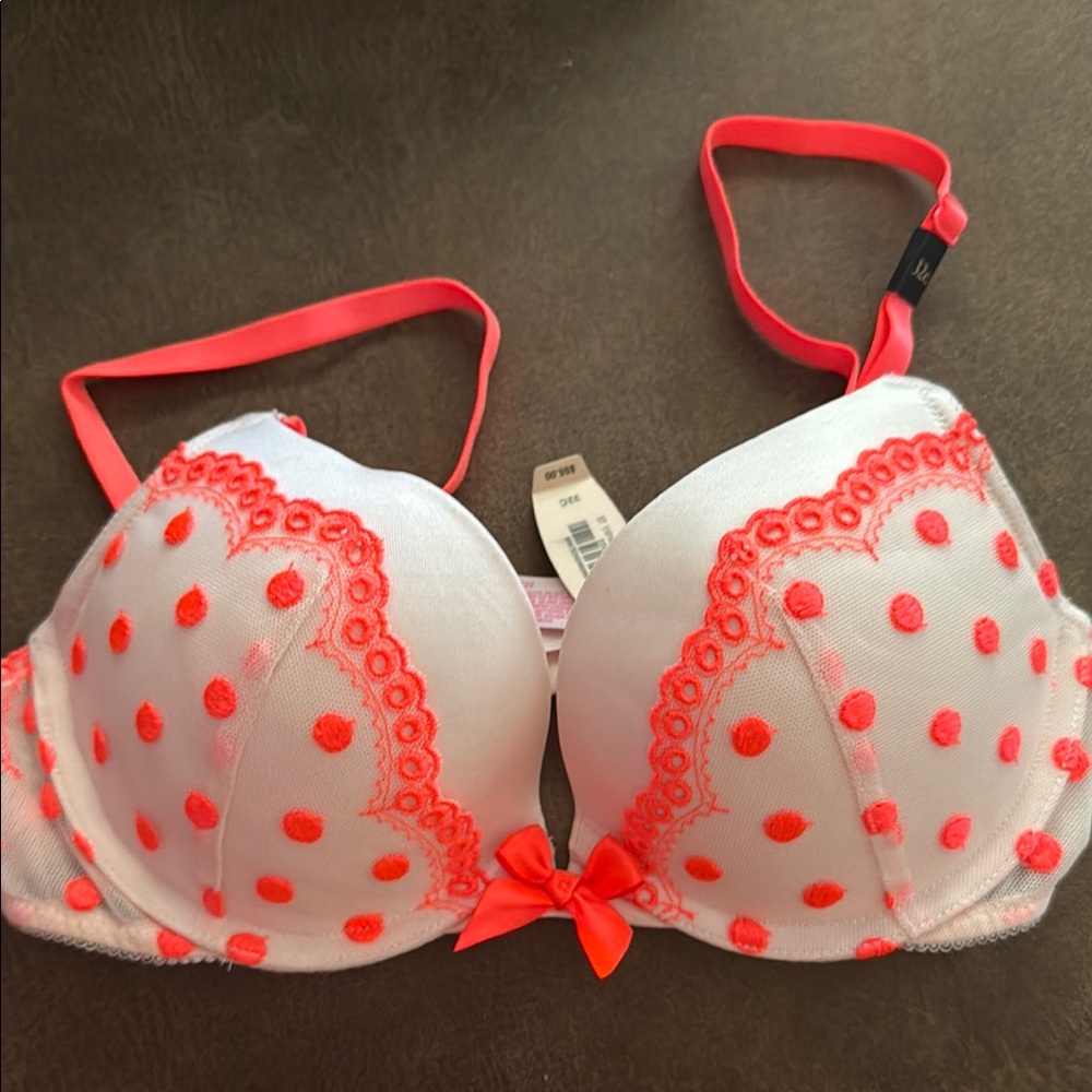 Women's light pink and Pink Polka Dot Bra 32c